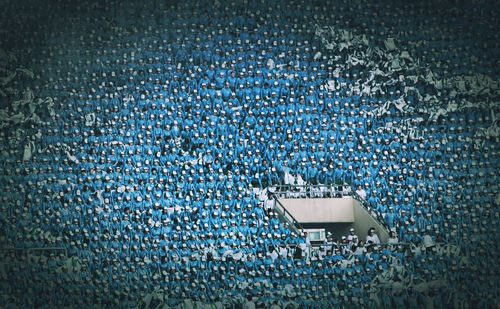 High angle view of people in stadium