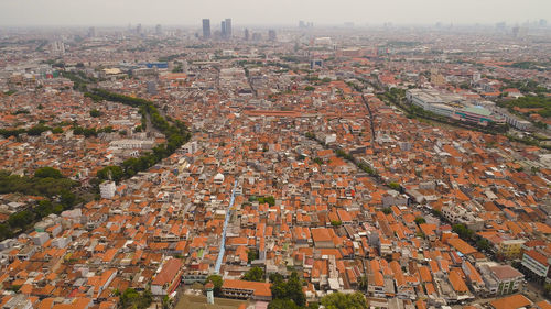 High angle view of townscape against sky