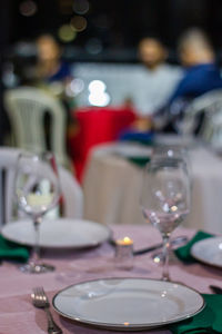 Close-up of place setting on table