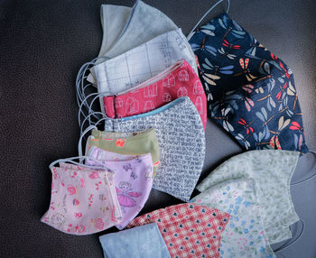 High angle view of mannequin in container