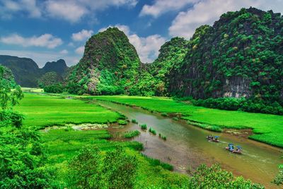 Scenic view of lake against sky