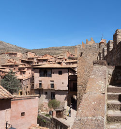 Old ruins against clear blue sky