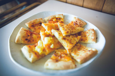 High angle view of food in plate