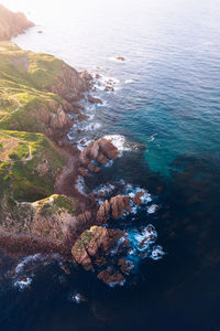 High angle view of rocks on beach