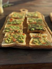 High angle view of breakfast on table