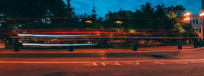 Light trails on street at night