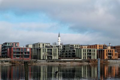 Reflection of buildings in water