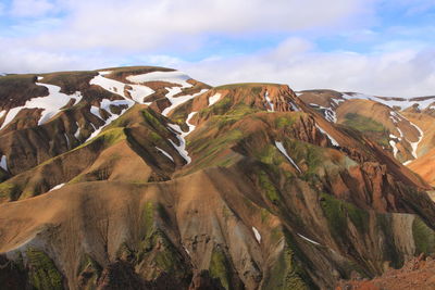 Panoramic view of mountain range against sky