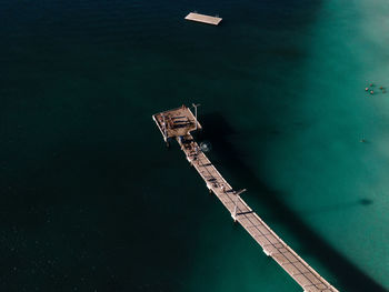 High angle view of building by sea against sky