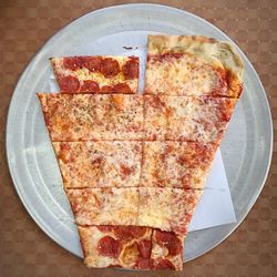 Directly above shot of bread in plate on table