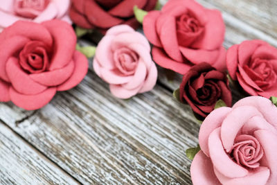 High angle view of rose bouquet