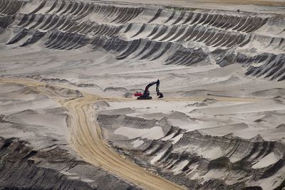 High angle view of people on sand