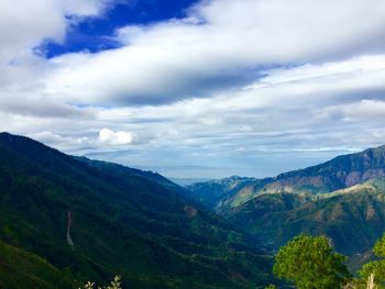 High angle view of mountain range