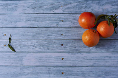 High angle view of orange on table