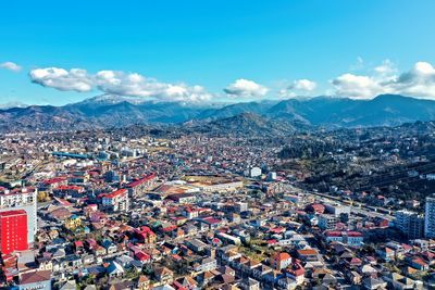 High angle view of townscape against sky