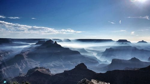 Panoramic view of mountains against sky