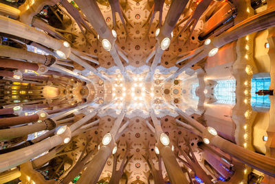 Low angle view of illuminated chandelier