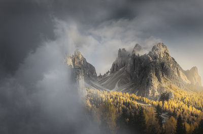 Panoramic view of landscape and mountains against sky