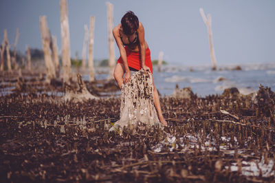 Close-up of woman in water