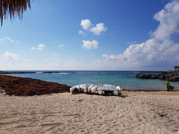 Scenic view of beach against sky