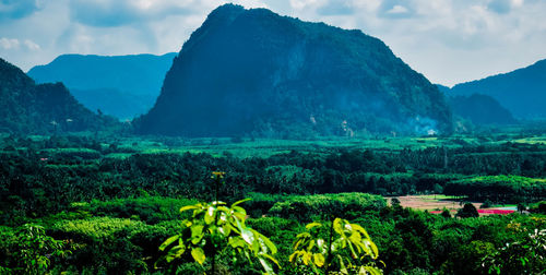 Scenic view of mountains against sky