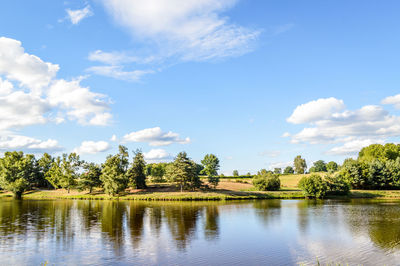 Scenic view of lake against sky