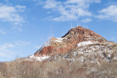 Low angle view of mountain against sky