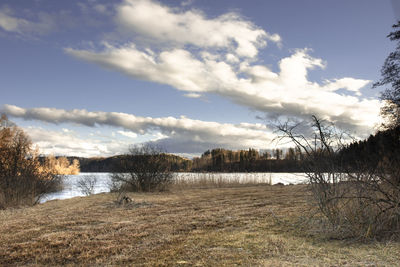 Scenic view of lake against sky