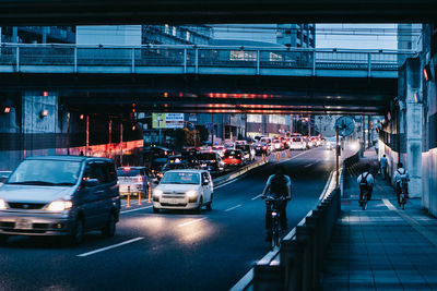 View of traffic on road in city