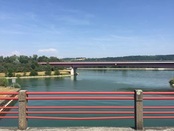 Bridge over river against sky