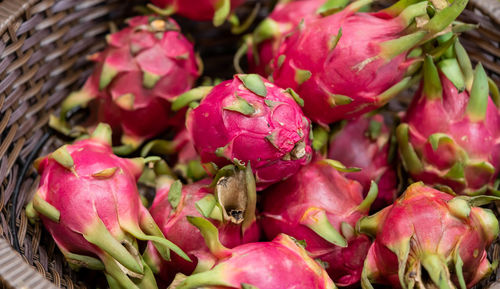 High angle view of fruits for sale in market