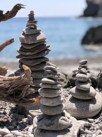 Stack of pebbles on beach