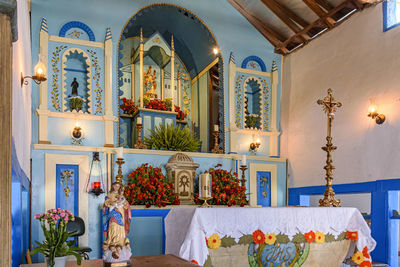 Interior of antique colonial brazilian church and altar