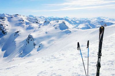 Scenic view of snowcapped mountain against sky