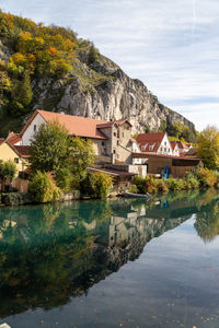 Idyllic view at the village markt essing in bavaria, germany with the altmuehl river