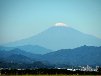 Scenic view of mountains against sky