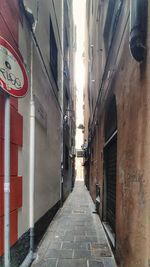 Empty alley amidst buildings in city