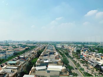 High angle view of townscape against sky
