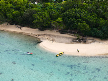 High angle view of people on beach