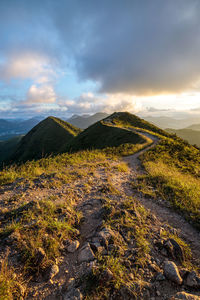 Scenic view of landscape against sky during sunset