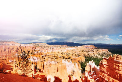 High angle view of landscape against cloudy sky