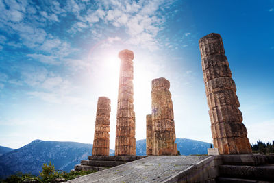 Low angle view of temple against sky