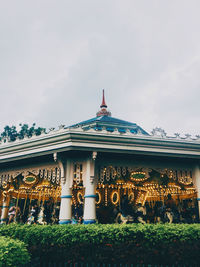 Low angle view of temple against building