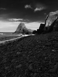 Scenic view of beach against sky