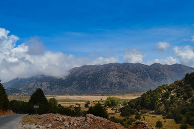 Scenic view of mountains against sky