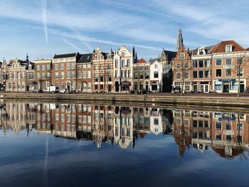 Reflection of buildings in lake