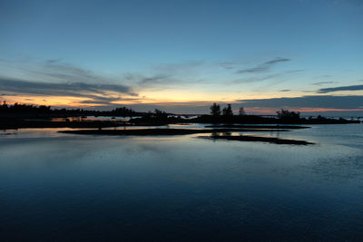 Scenic view of sea against sky at sunset