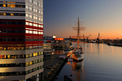 Tall ship at sunset