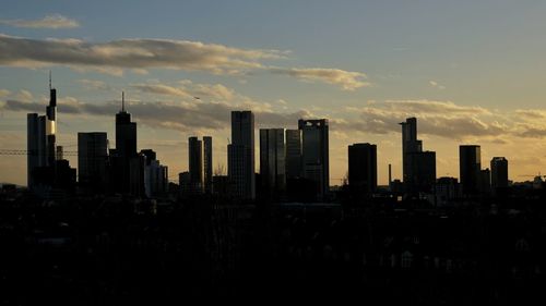 View of cityscape against sky during sunset