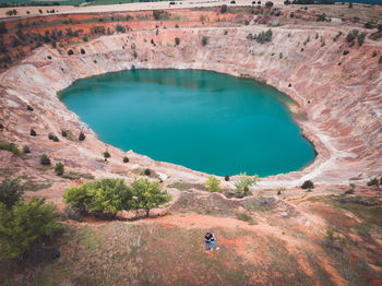 High angle view of lake